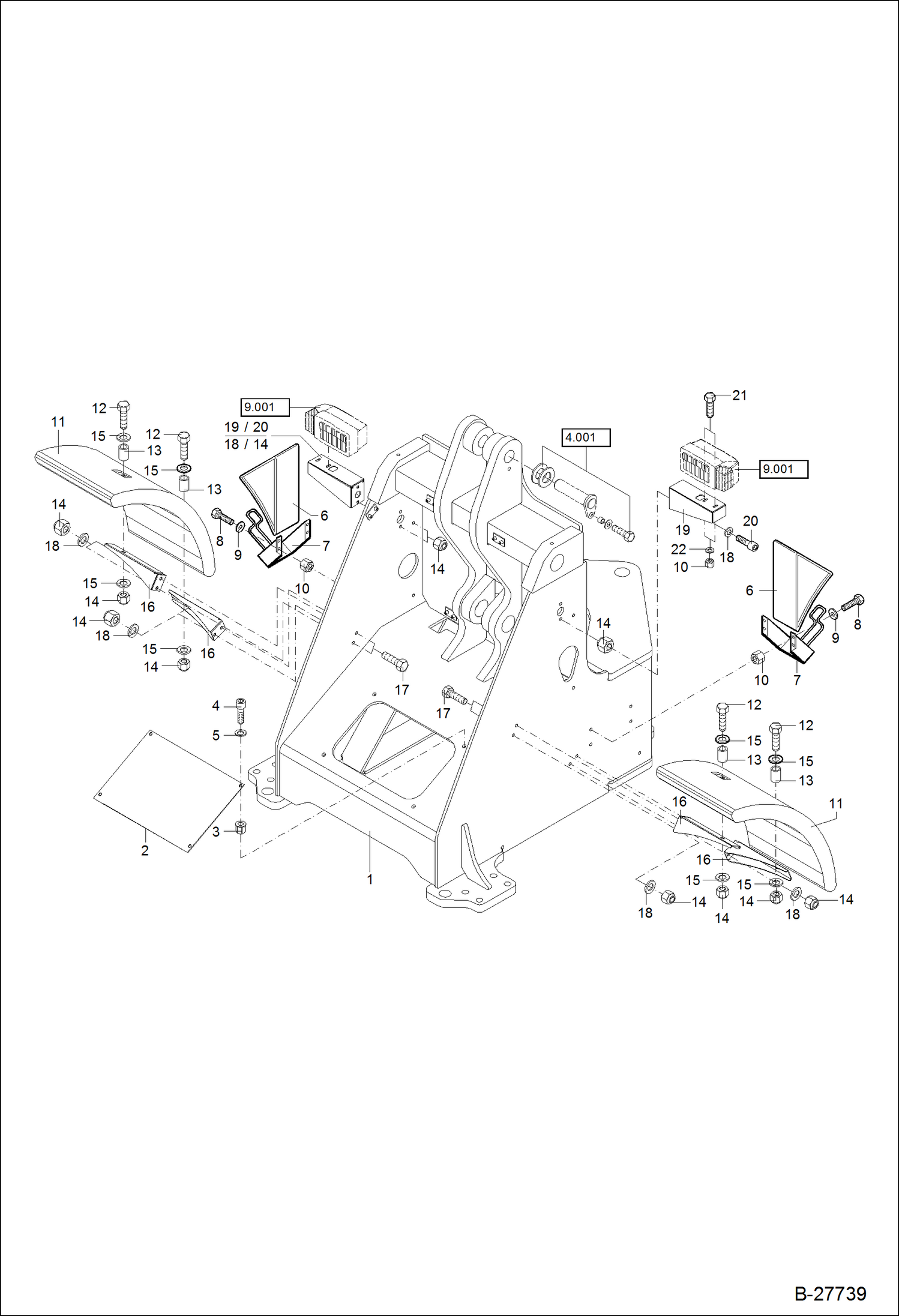 Схема запчастей Bobcat WL440 - FRONT CHASSIS MAIN FRAME