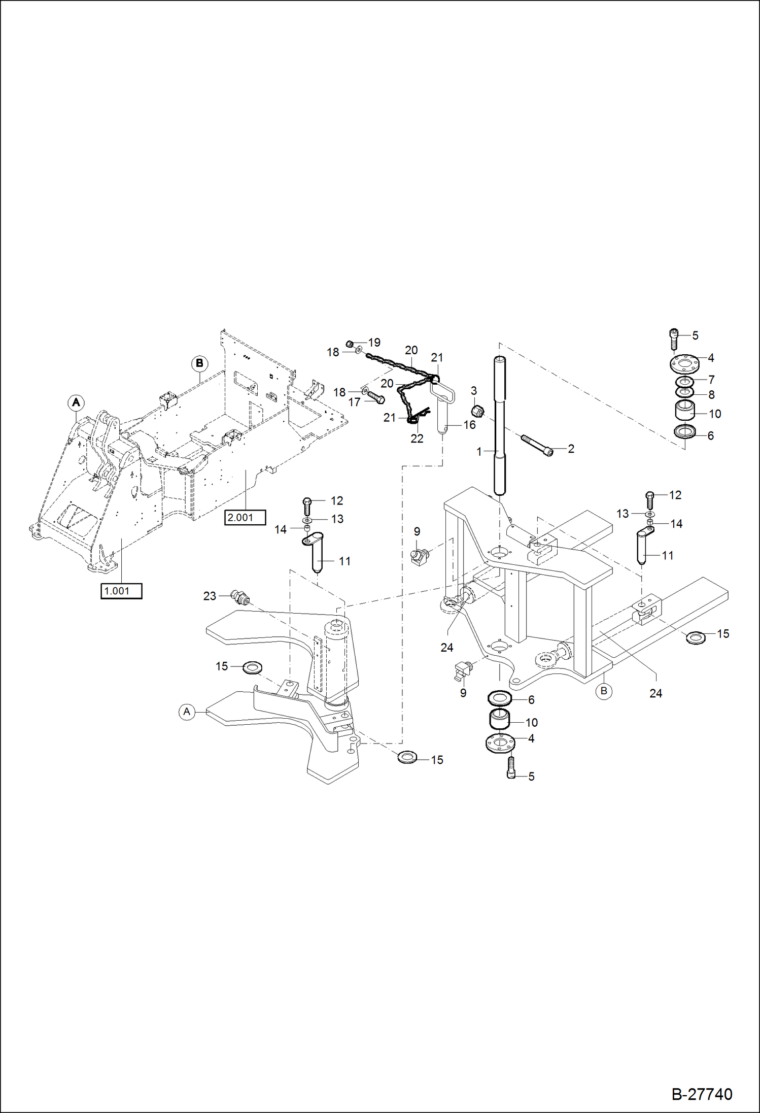 Схема запчастей Bobcat WL440 - ARTICULATION MAIN FRAME