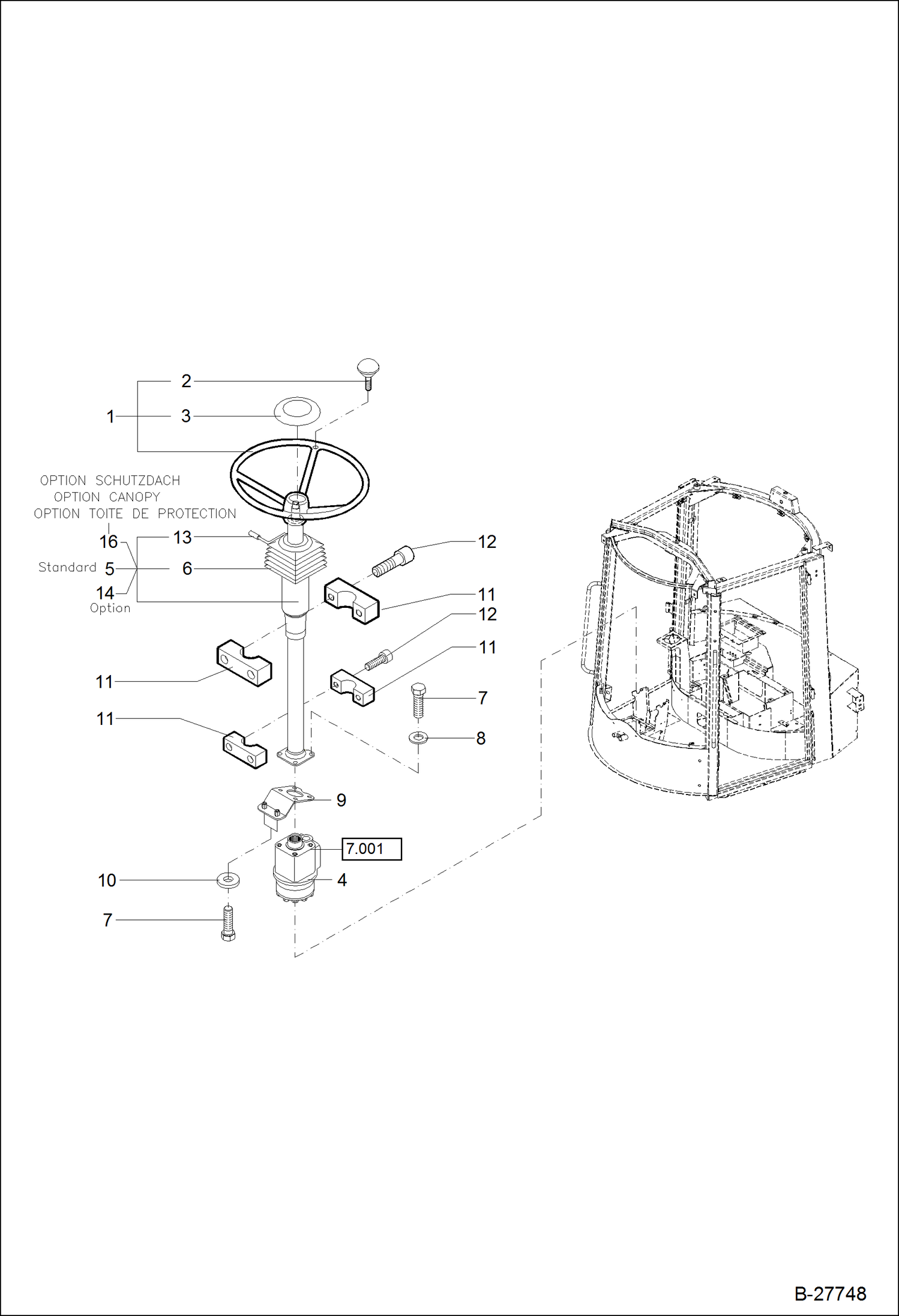 Схема запчастей Bobcat WL440 - STEERING UNIT MAIN FRAME