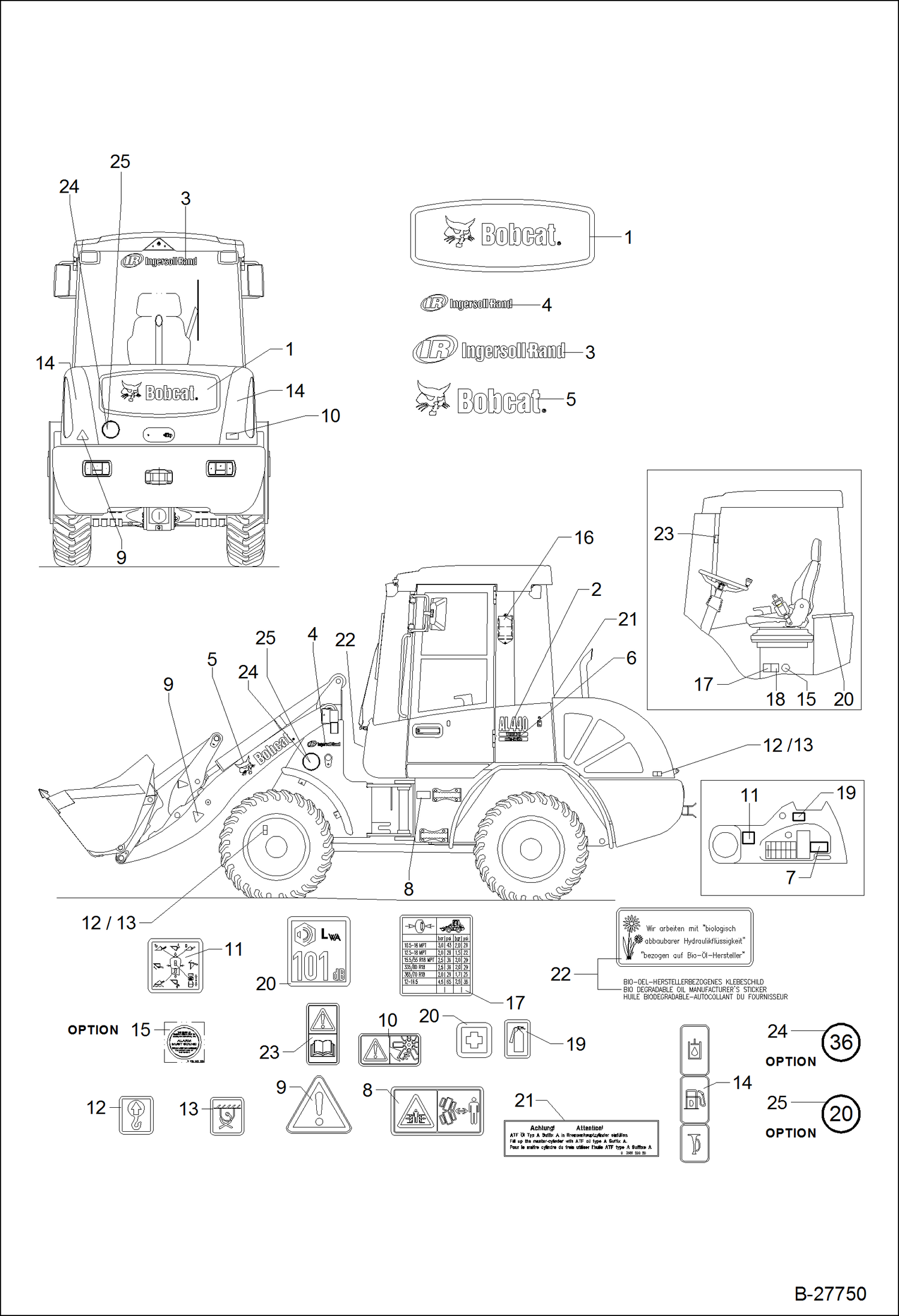 Схема запчастей Bobcat WL440 - DECALS - AL440 ACCESSORIES & OPTIONS