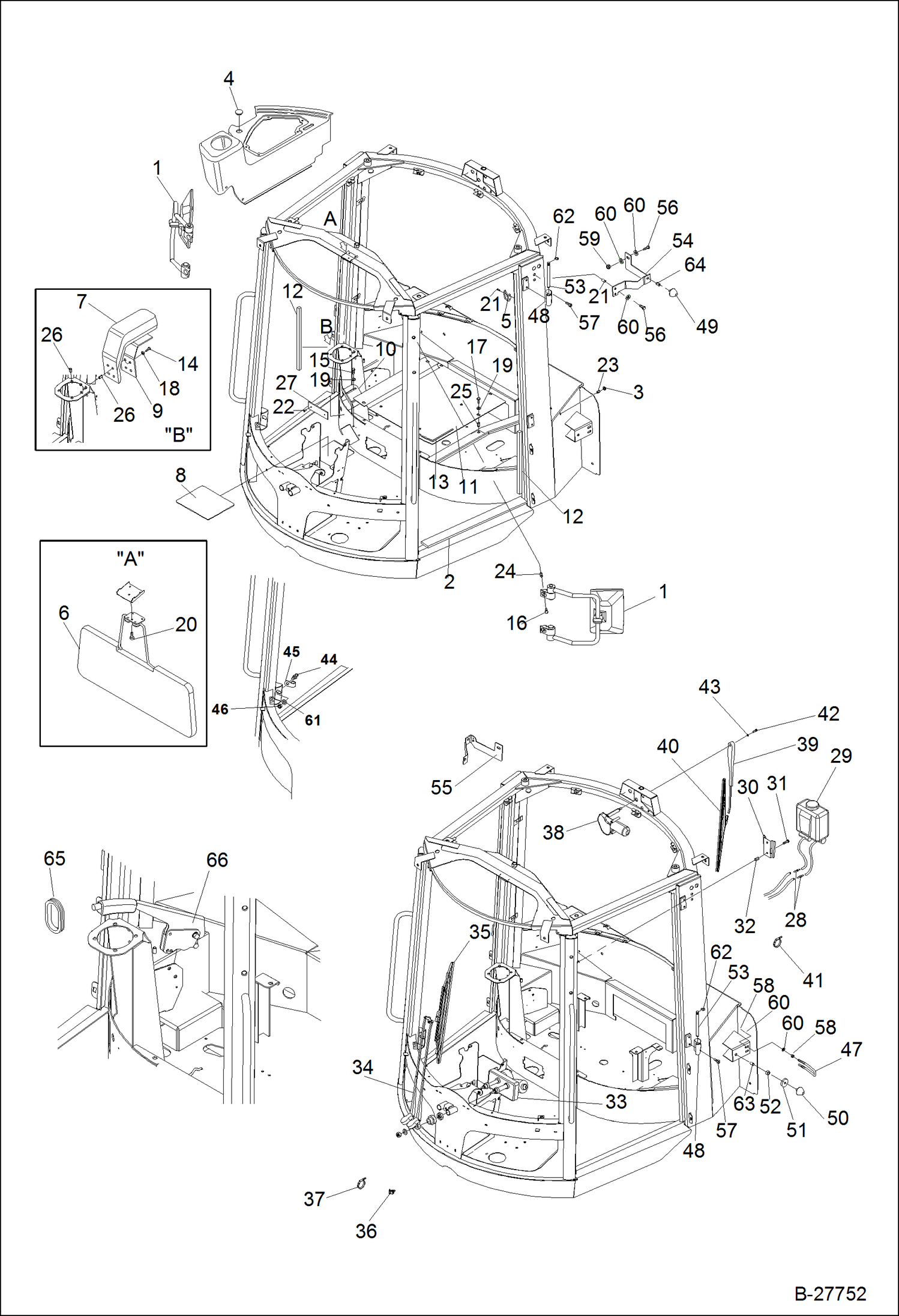 Схема запчастей Bobcat WL440 - OPERATOR CAB-EQUIPMENT 1 MAIN FRAME