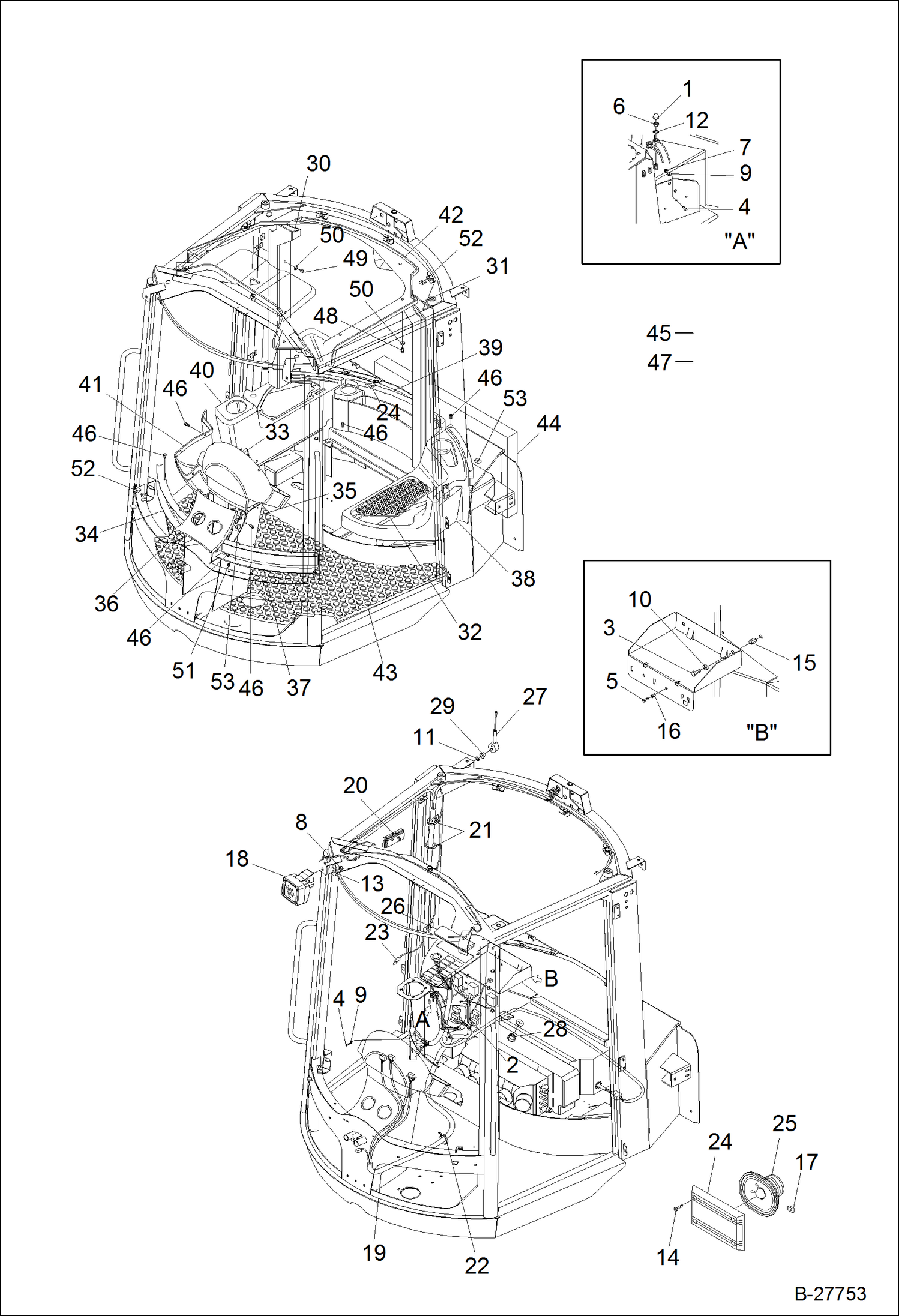 Схема запчастей Bobcat WL440 - OPERATOR CAB-EQUIPMENT 2 MAIN FRAME