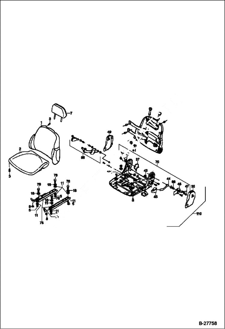 Схема запчастей Bobcat WL440 - OPERATOR SEAT MAIN FRAME