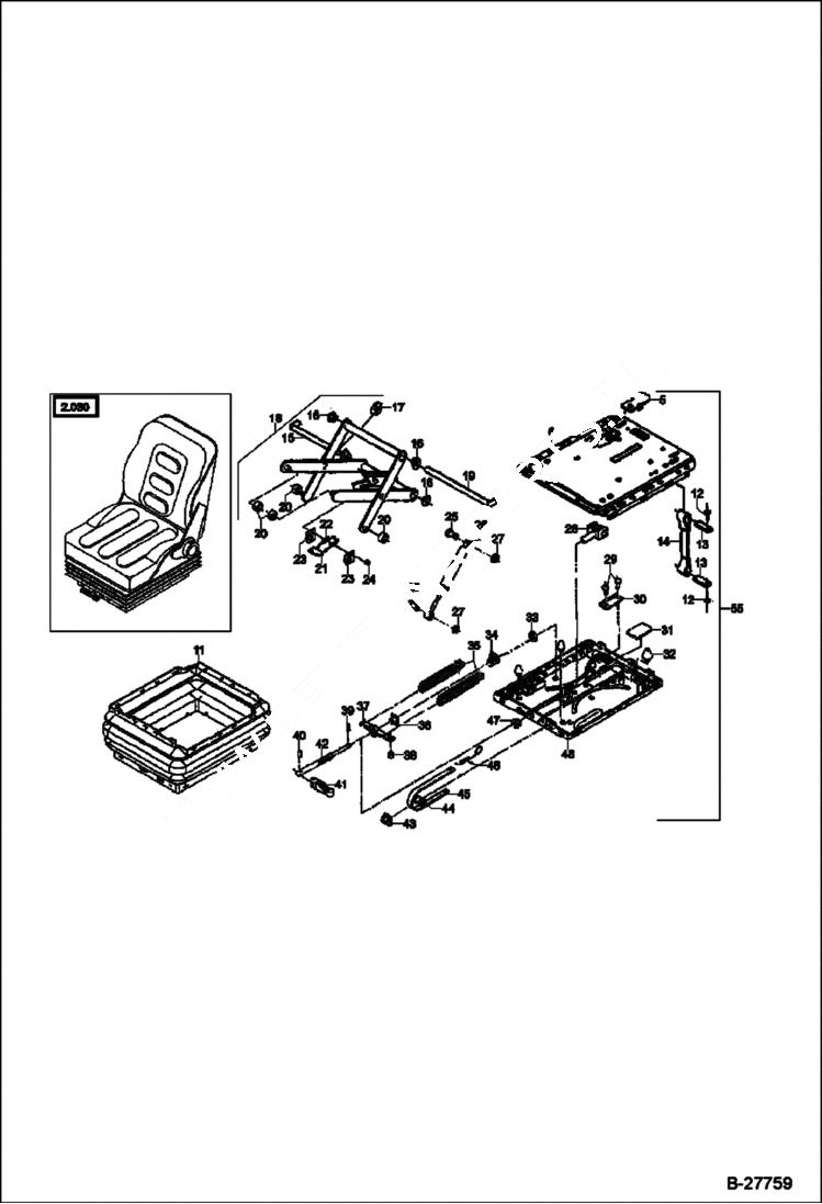 Схема запчастей Bobcat WL440 - OPERATOR SEAT - SUSPENSION MAIN FRAME