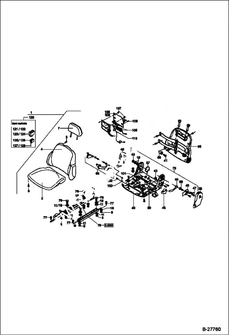 Схема запчастей Bobcat WL440 - OPERATOR SEAT WITH VERTEBRA SUPPORT - MSG 95 MAIN FRAME