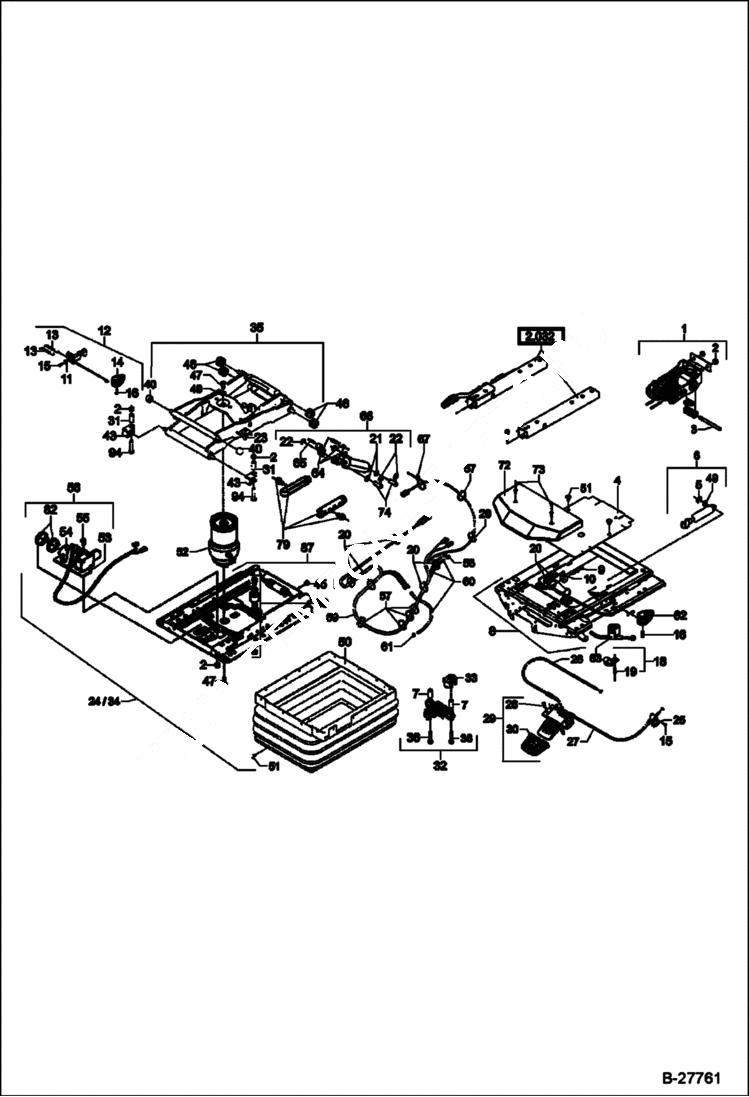 Схема запчастей Bobcat WL440 - OPERATOR SEAT SUSPENSION - MSG 95 MAIN FRAME