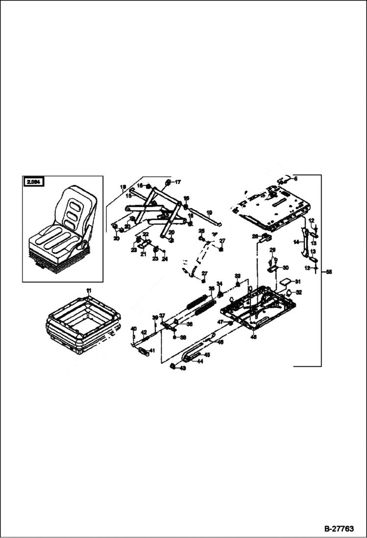 Схема запчастей Bobcat WL440 - OPERATOR SEAT - SUSPENSION - CANOPY MAIN FRAME