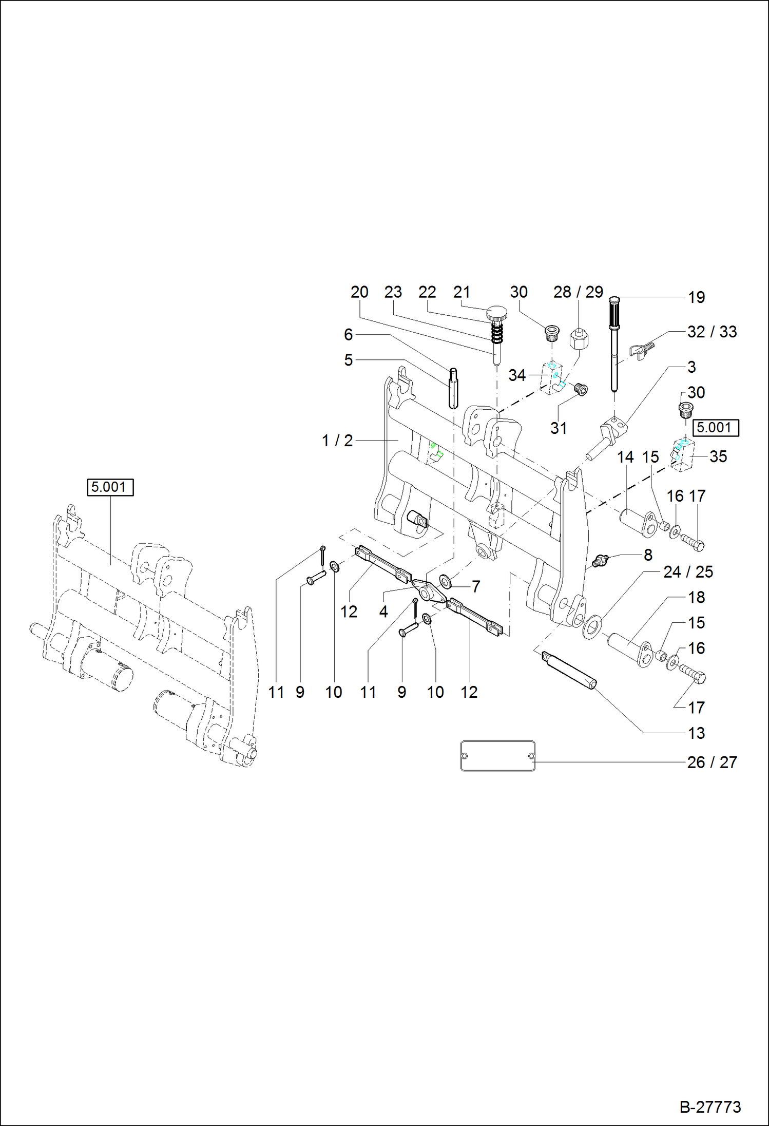 Схема запчастей Bobcat WL440 - MECHANIC QUICK MOUNT HITCH MAIN FRAME