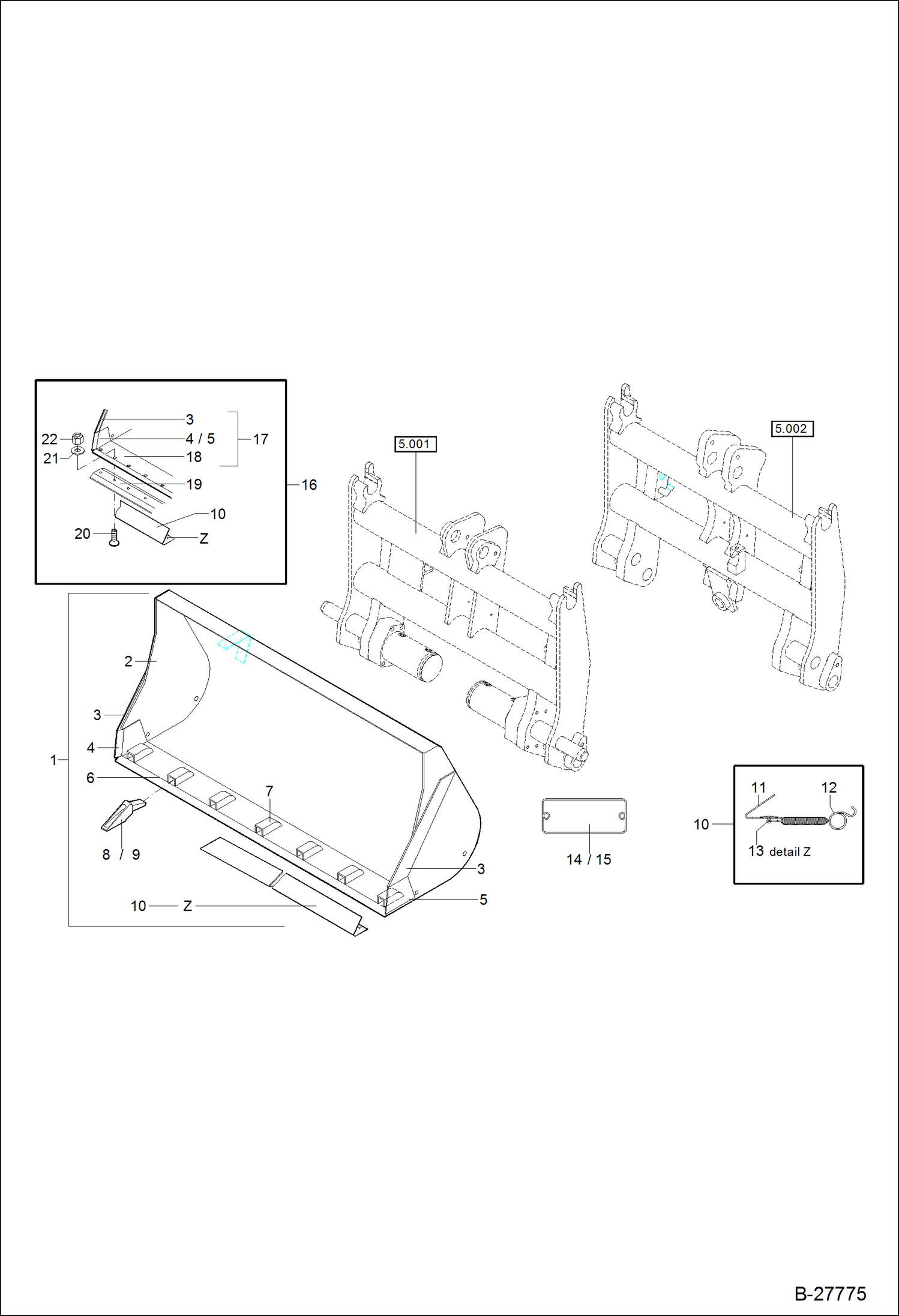 Схема запчастей Bobcat WL440 - EARTH SHOVEL - 1950MM 0,88CBM ACCESSORIES & OPTIONS