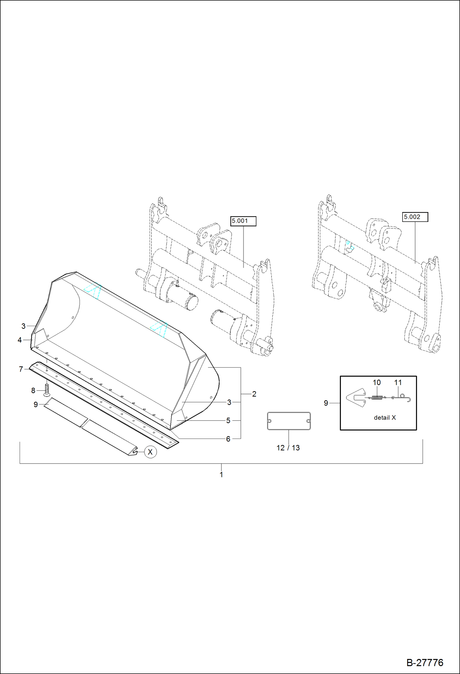 Схема запчастей Bobcat WL440 - LIGHT MATERIAL BUCKET - 2050MM ACCESSORIES & OPTIONS