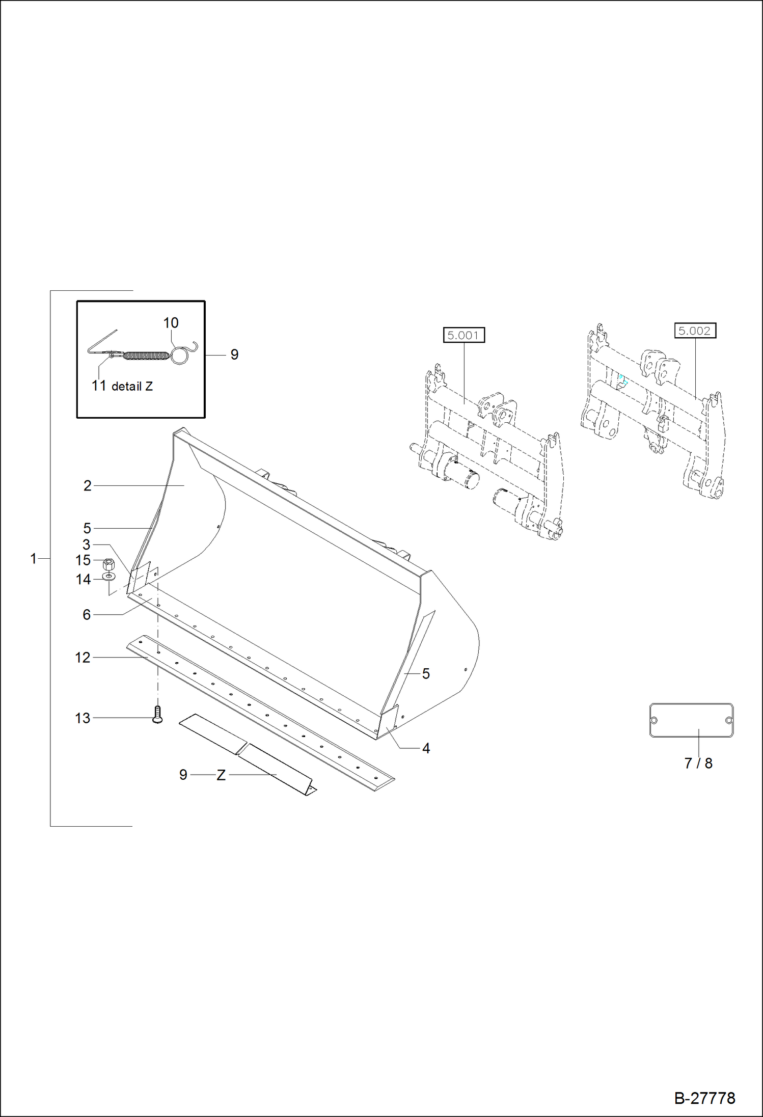 Схема запчастей Bobcat WL440 - LIGHT MATERIAL BUCKET 1950MM 1,35CBM ACCESSORIES & OPTIONS