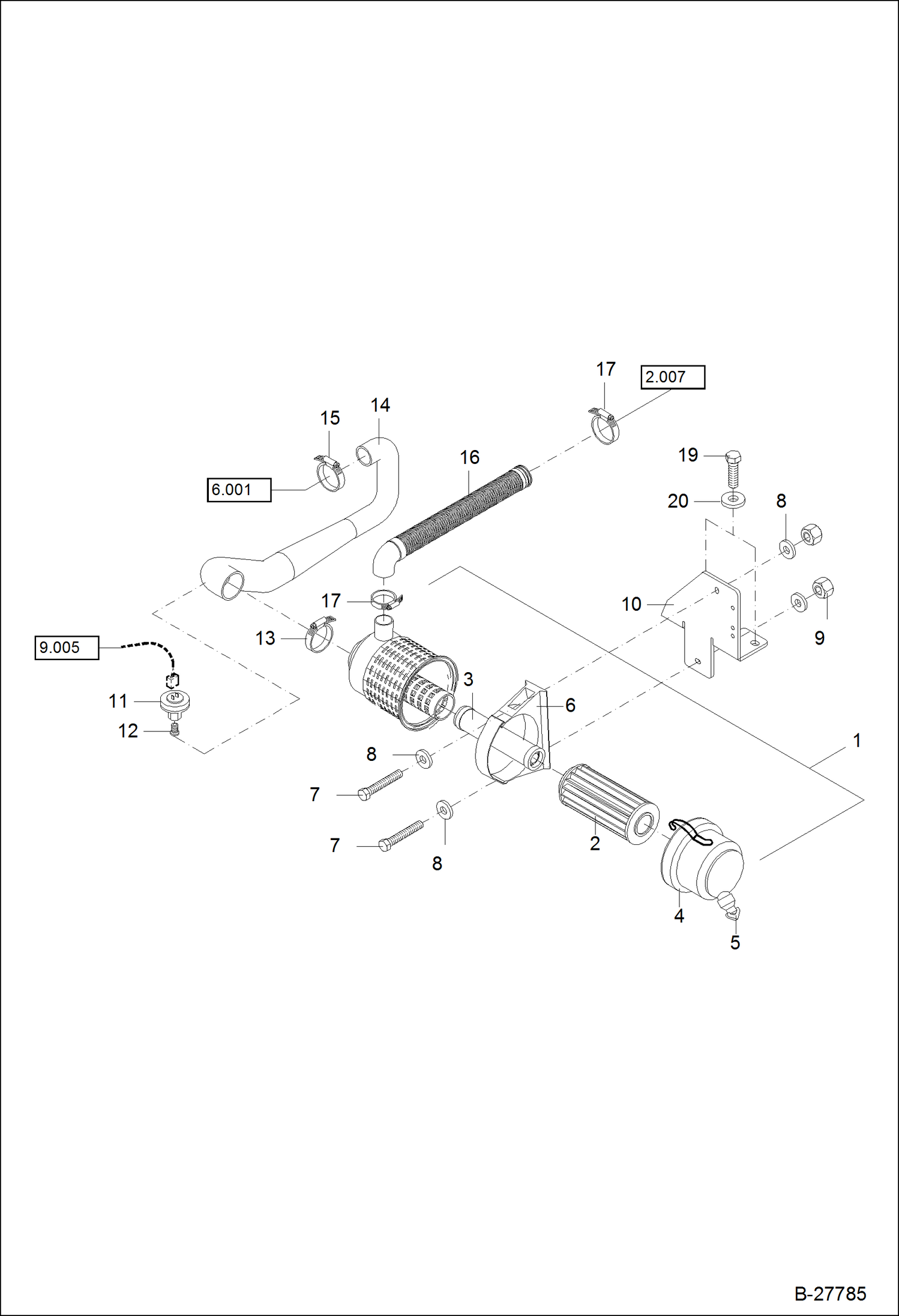 Схема запчастей Bobcat WL440 - AIR FILTER POWER UNIT