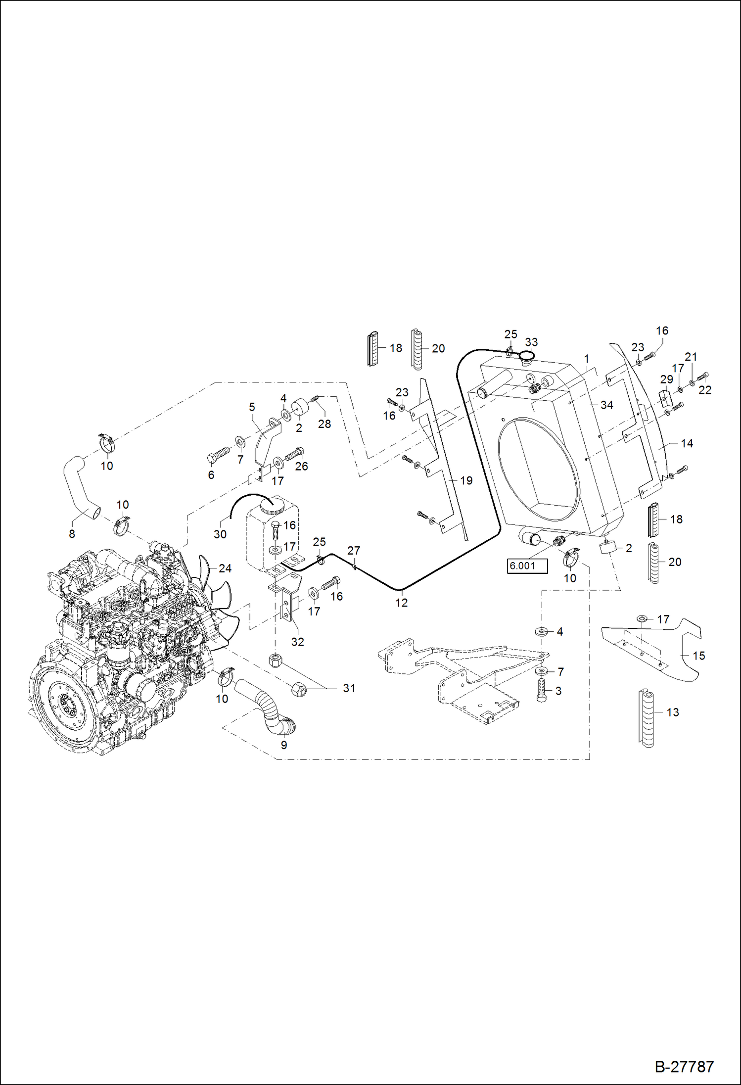 Схема запчастей Bobcat WL440 - COMBINED OIL COOLER POWER UNIT