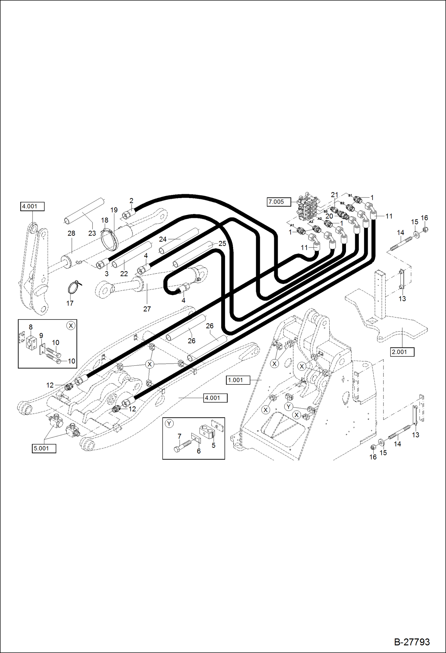 Схема запчастей Bobcat WL440 - HYDRAULIC INSTALLATION - LOADING EQUIPMENT 1 HYDRAULIC SYSTEM