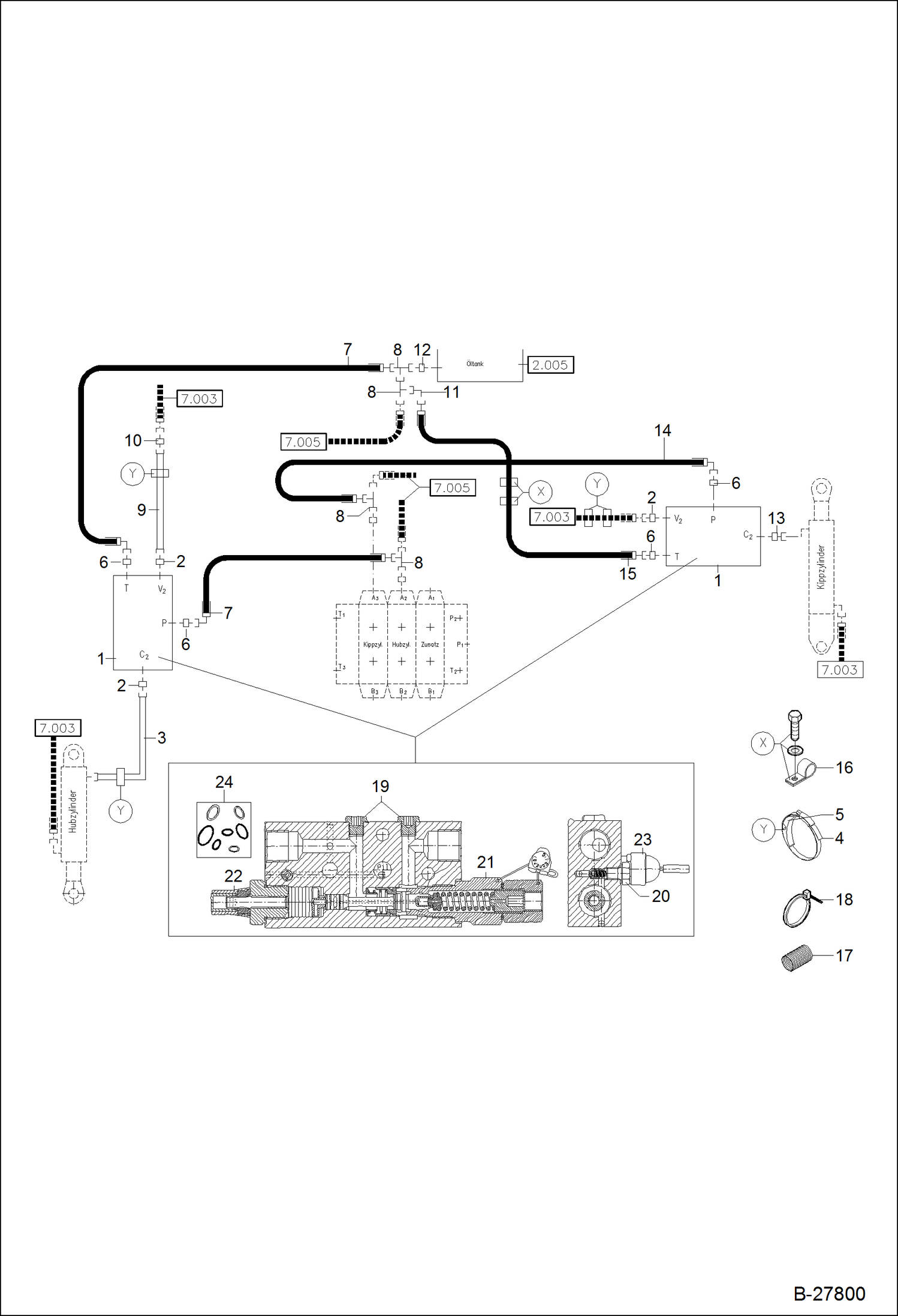 Схема запчастей Bobcat WL440 - HYDRAULIC INSTALLATION- LOAD CHECK VALVE HYDRAULIC SYSTEM