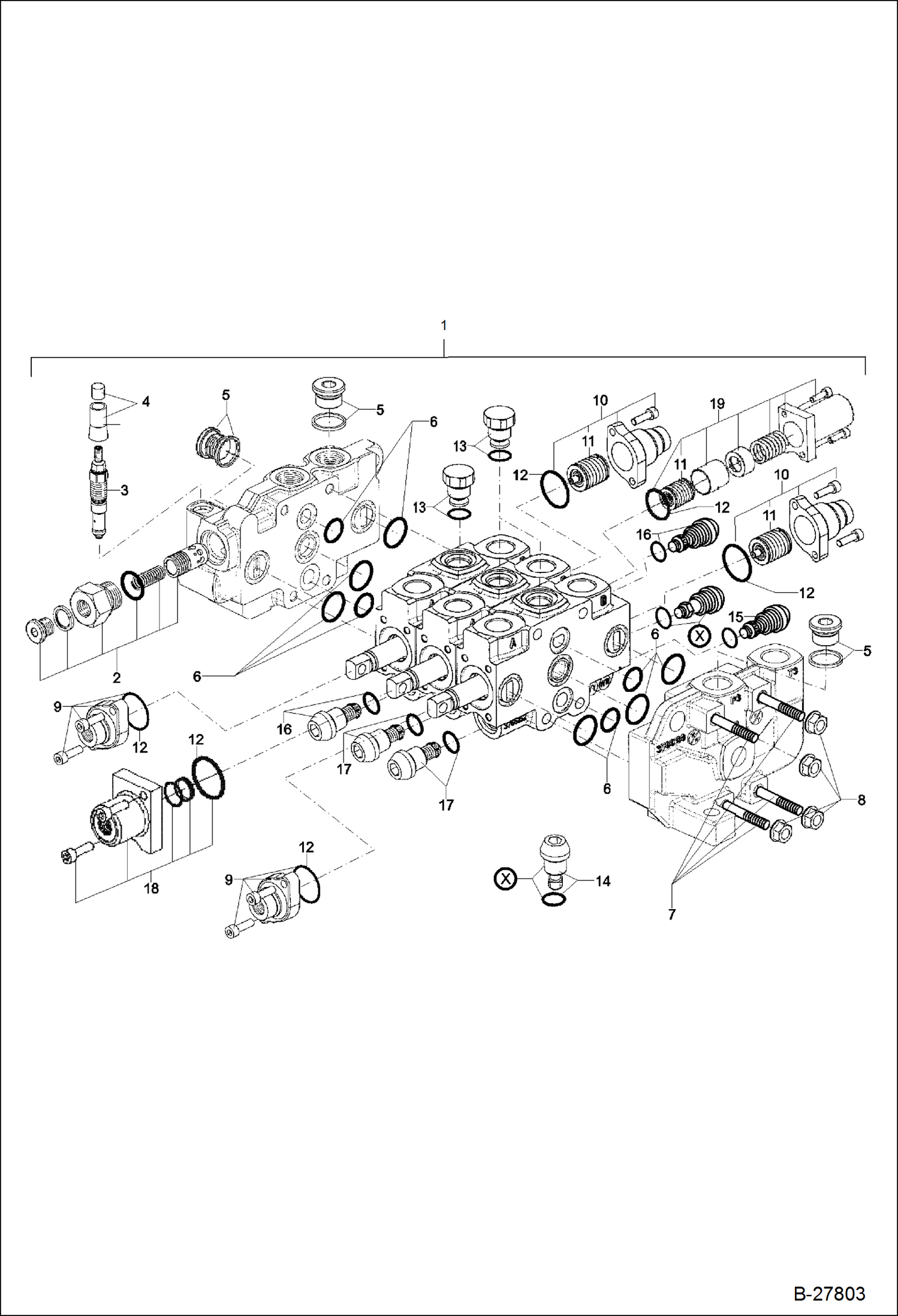 Схема запчастей Bobcat WL440 - VALVE BANK - 5520661872 TL0100 0649 & Bel - 635 HYDRAULIC SYSTEM