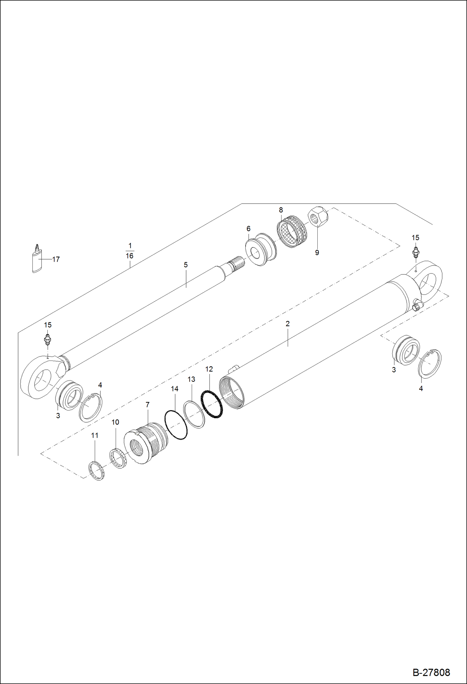 Схема запчастей Bobcat WL440 - HYDRAULIC CYLINDER - LIFTING FRAME Z 115/70 HYDRAULIC SYSTEM