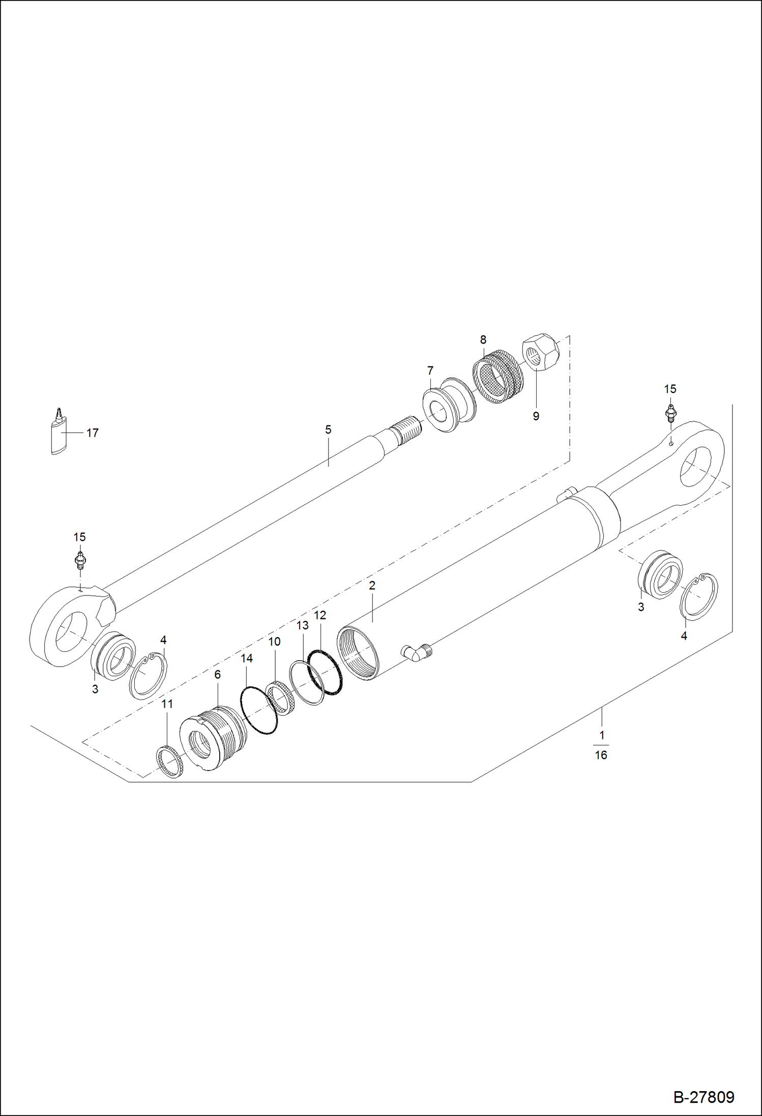 Схема запчастей Bobcat WL440 - HYDRAULIC CYLINDER - DUMPING Z 105/50 HYDRAULIC SYSTEM