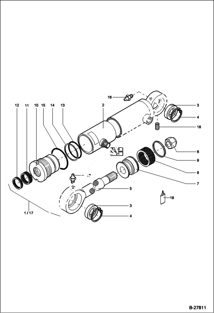 Схема запчастей Bobcat WL440 - HYDRAULIC CYLINDER - 4 IN 1 SHOVEL Z 70/35 HYDRAULIC SYSTEM
