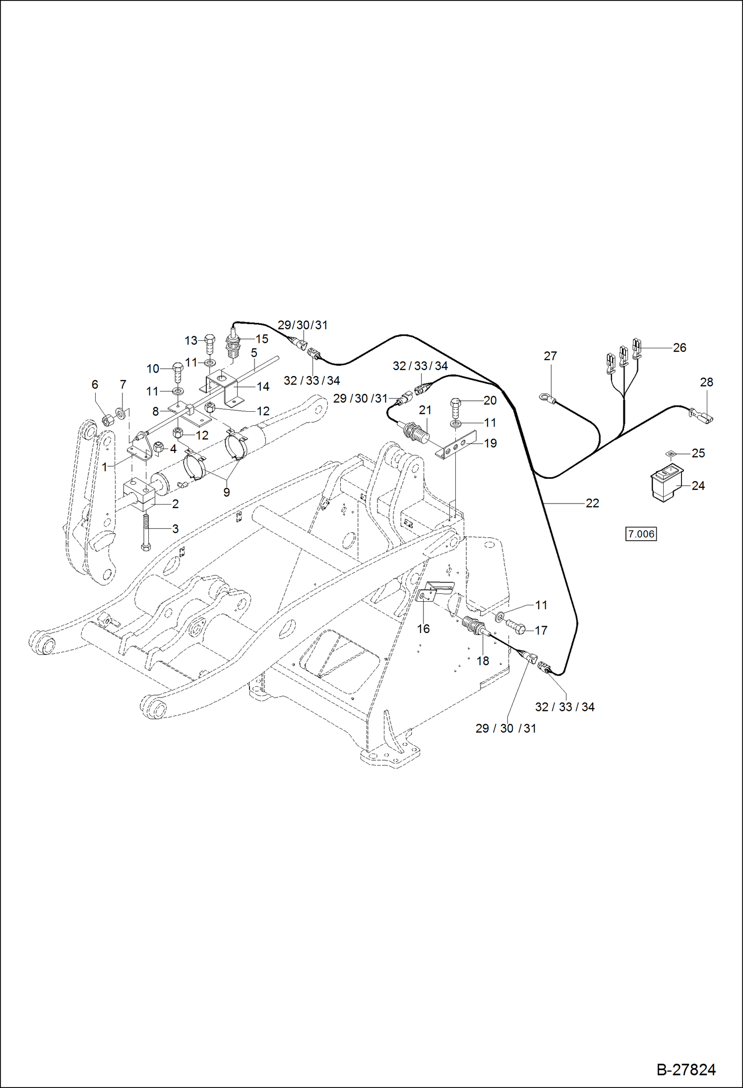 Схема запчастей Bobcat WL440 - ELECTRIC INSTALLATION - BUCKET RETURN POSITIONER (W/Lifting Height Limitation) ELECTRICAL SYSTEM