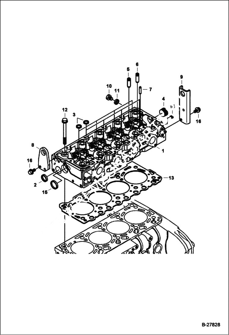 Схема запчастей Bobcat S-Series - CYLINDER HEAD POWER UNIT