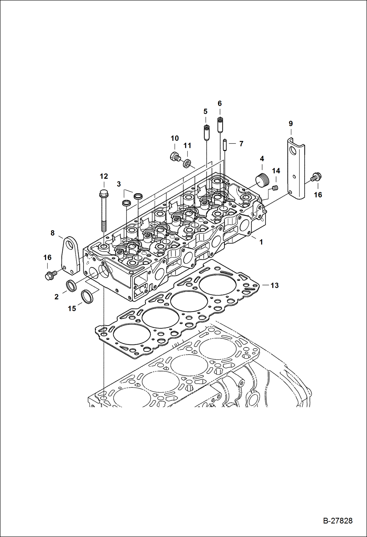 Схема запчастей Bobcat S-Series - CYLINDER HEAD POWER UNIT