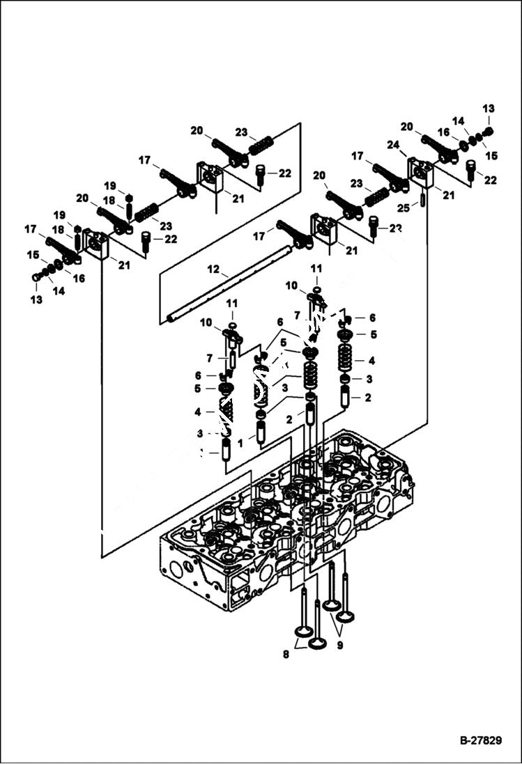 Схема запчастей Bobcat S-Series - VALVE & ROCKER ARM POWER UNIT