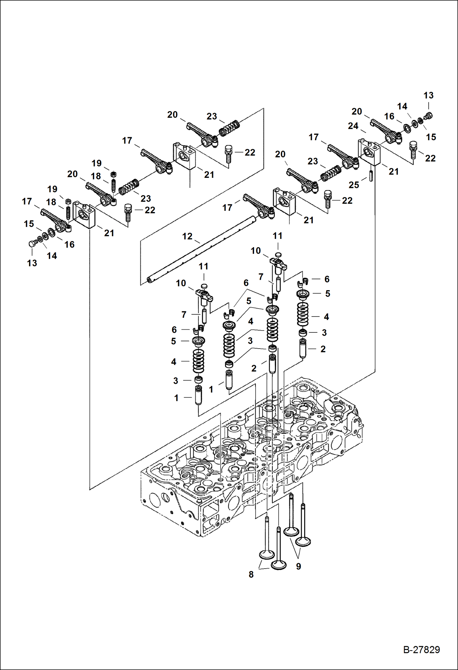 Схема запчастей Bobcat S-Series - VALVE & ROCKER ARM POWER UNIT