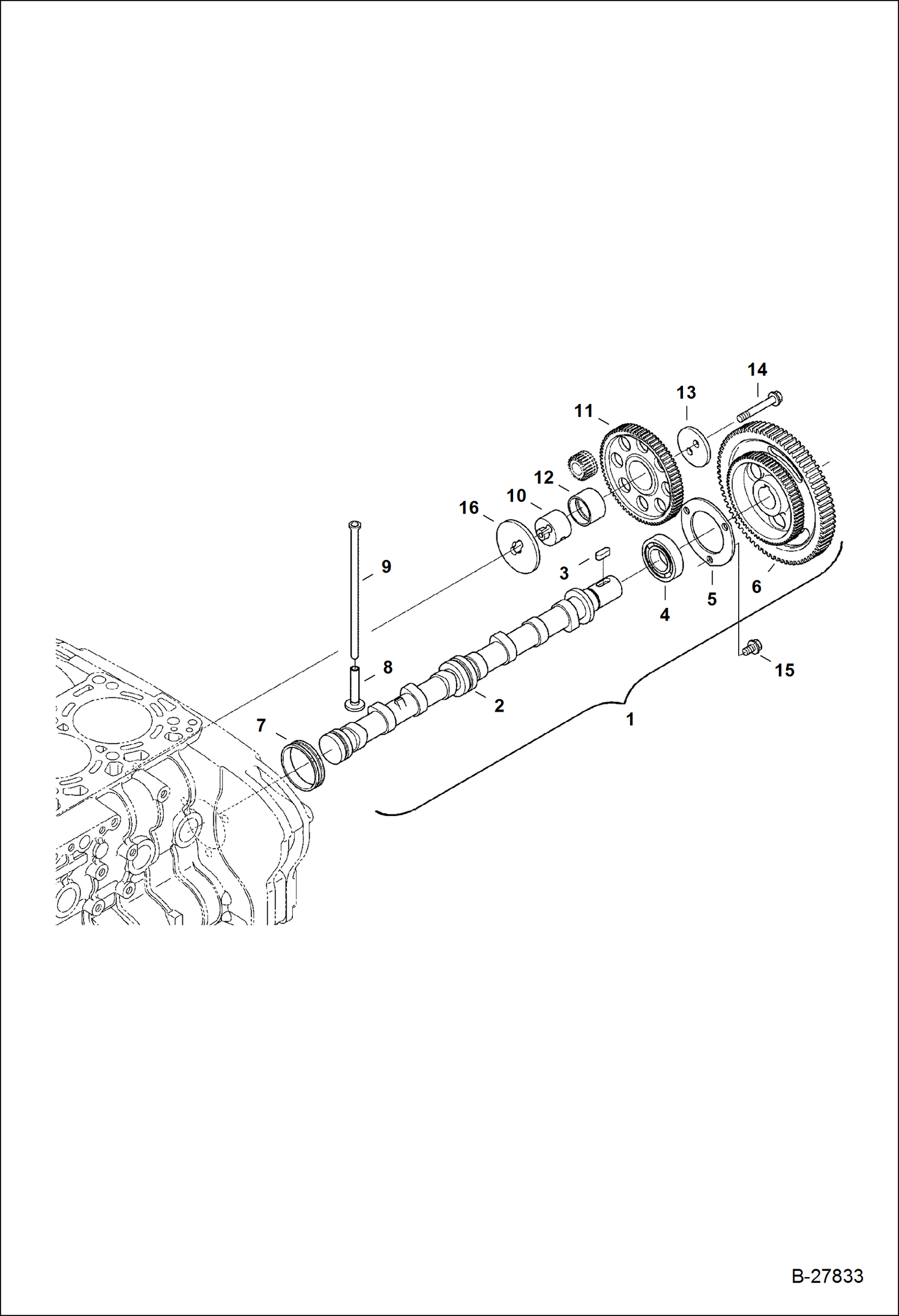 Схема запчастей Bobcat S-Series - CAMSHAFT AND IDLE GEAR SHAFT POWER UNIT