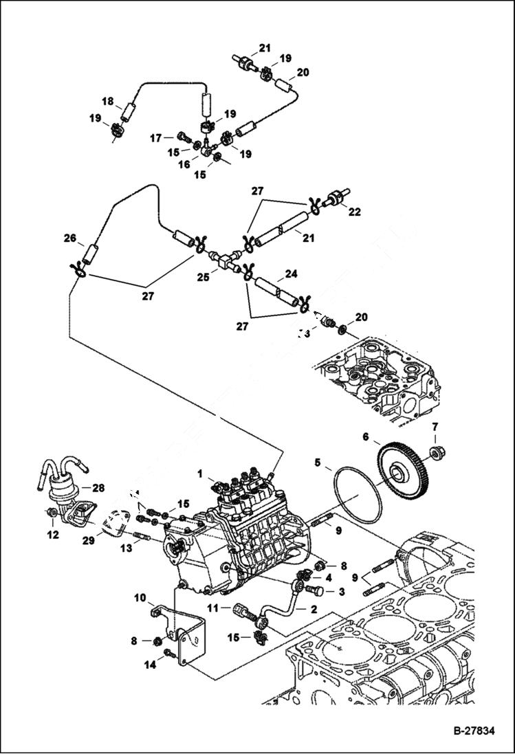 Схема запчастей Bobcat T-Series - FUEL & INJECTION PUMP POWER UNIT