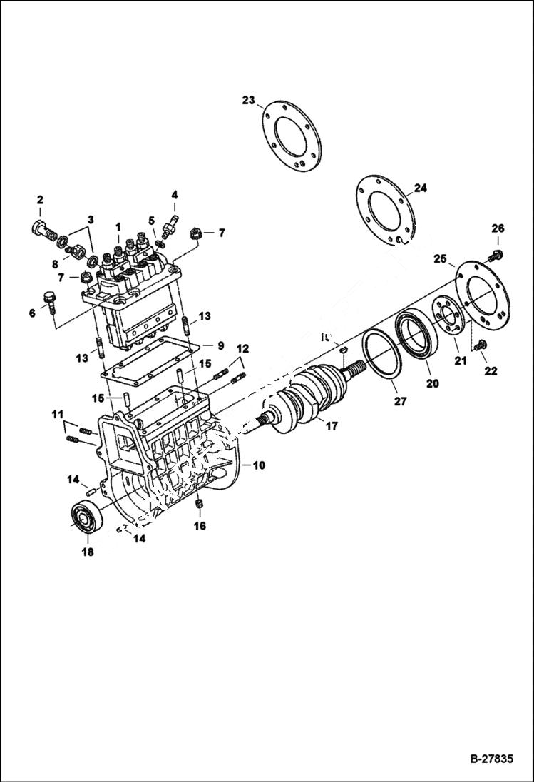 Схема запчастей Bobcat S-Series - INJECTION PUMP (Fuel Camshaft) POWER UNIT