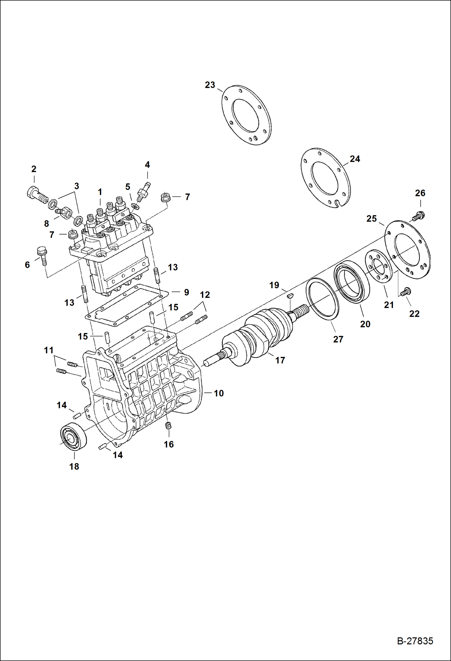 Схема запчастей Bobcat S-Series - INJECTION PUMP (Fuel Camshaft) POWER UNIT