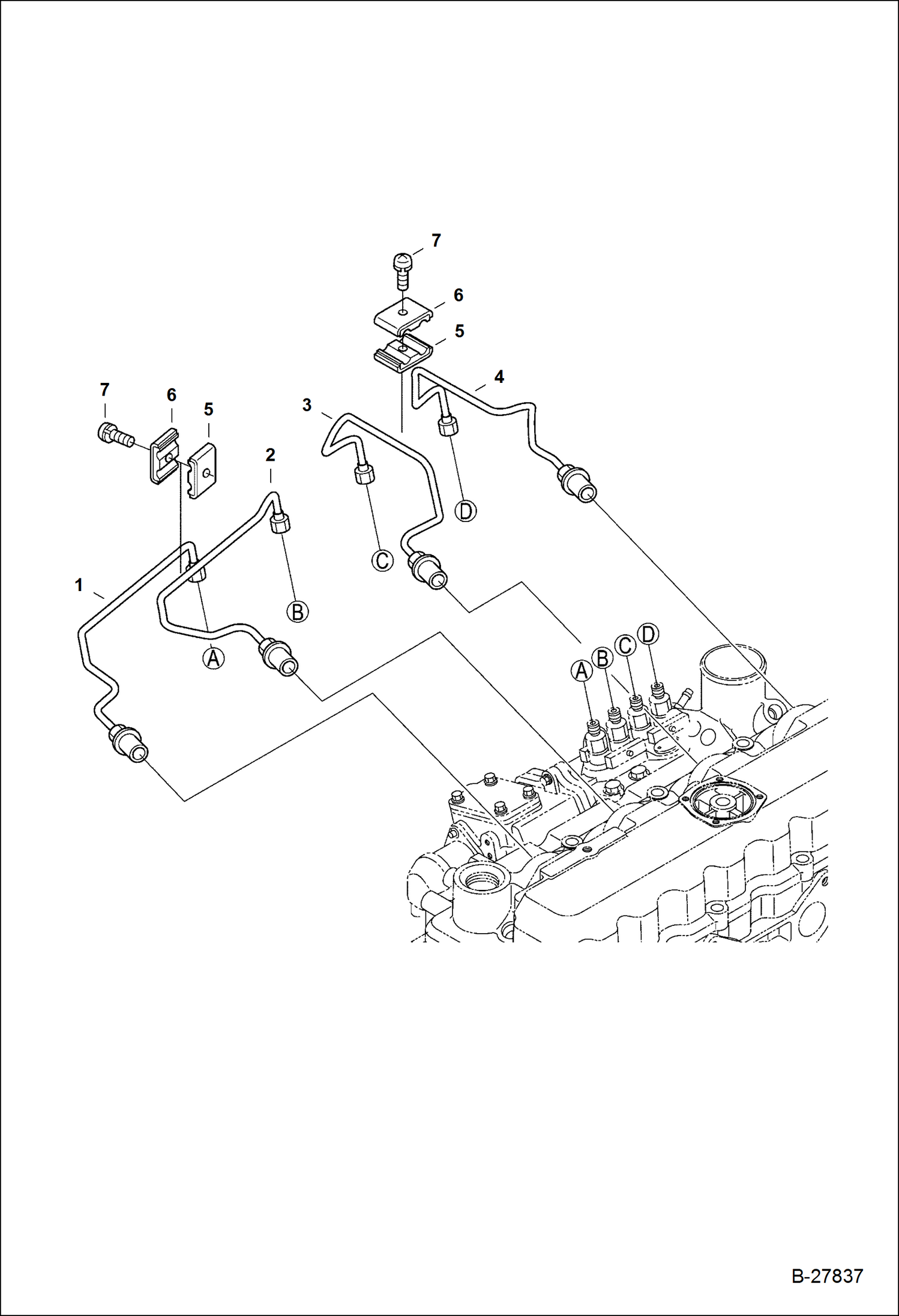 Схема запчастей Bobcat S-Series - INJECTION PIPE POWER UNIT