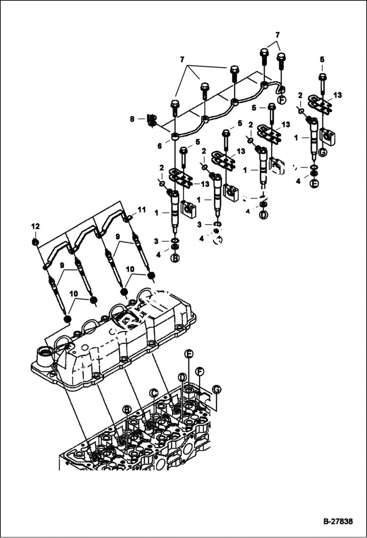 Схема запчастей Bobcat S-Series - INJECTION NOZZLES POWER UNIT