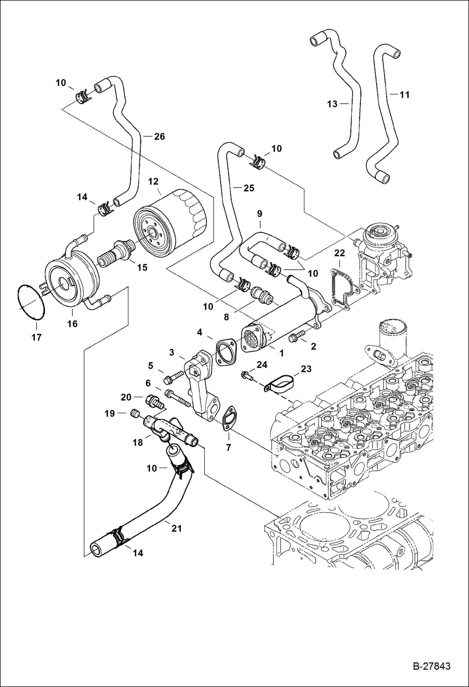 Схема запчастей Bobcat S-Series - EGR COOLER POWER UNIT