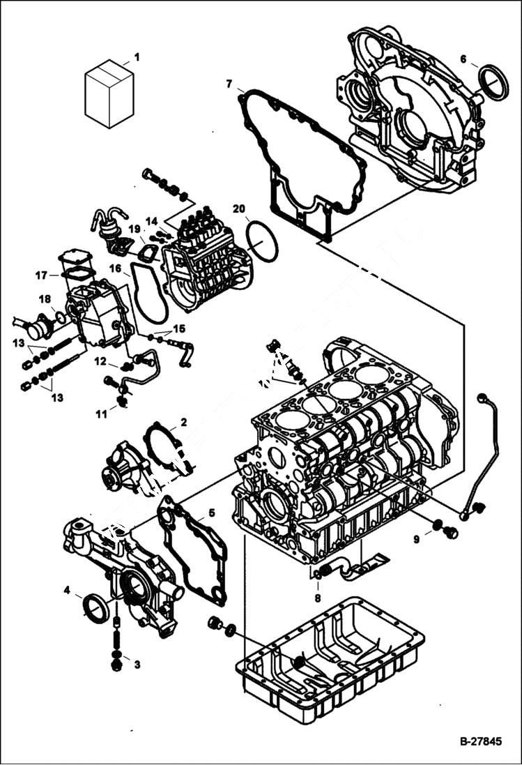 Схема запчастей Bobcat S-Series - ENGINE LOWER GASKET KIT POWER UNIT