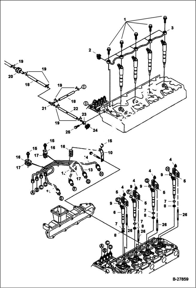 Схема запчастей Bobcat WL440 - NOZZLE HOLDER AND GLOW PLUG (Kubota) POWER UNIT