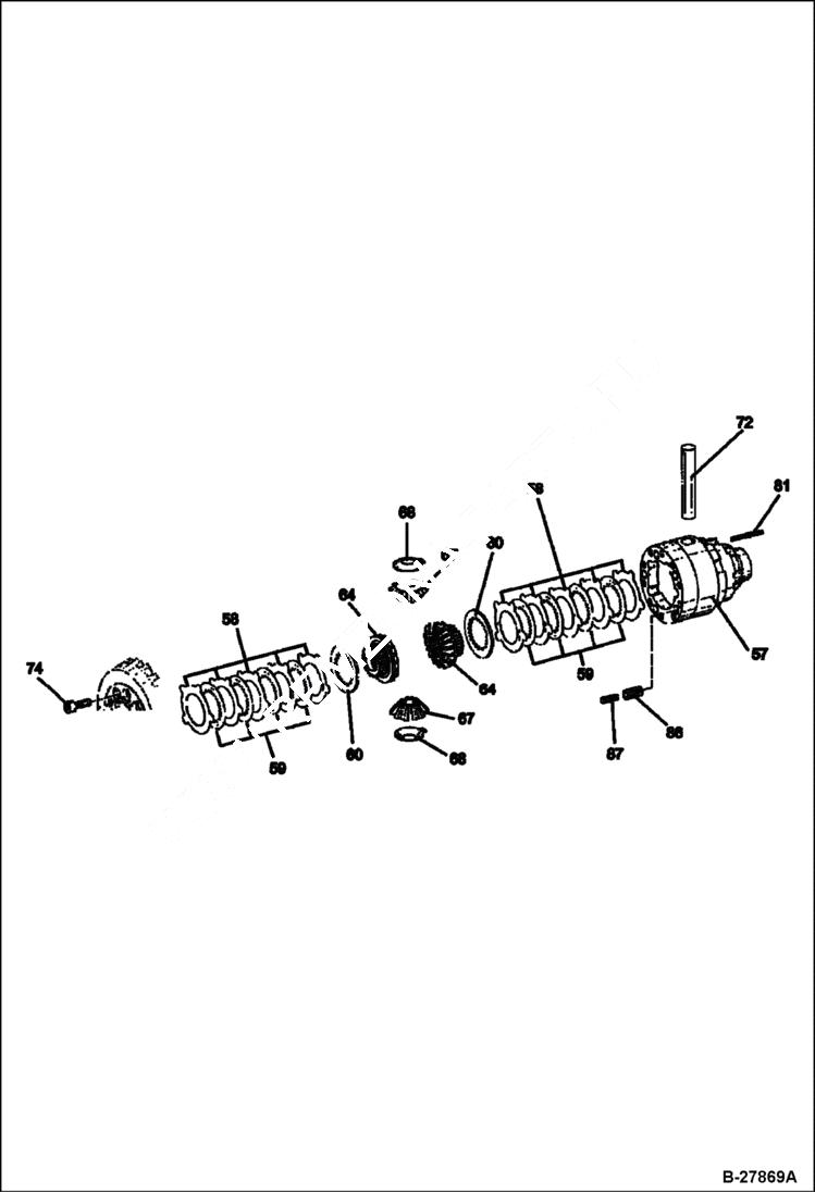 Схема запчастей Bobcat WL350 - DIFFERENTIAL GEARS (Replacement Axle - 5904661666) DRIVE TRAIN