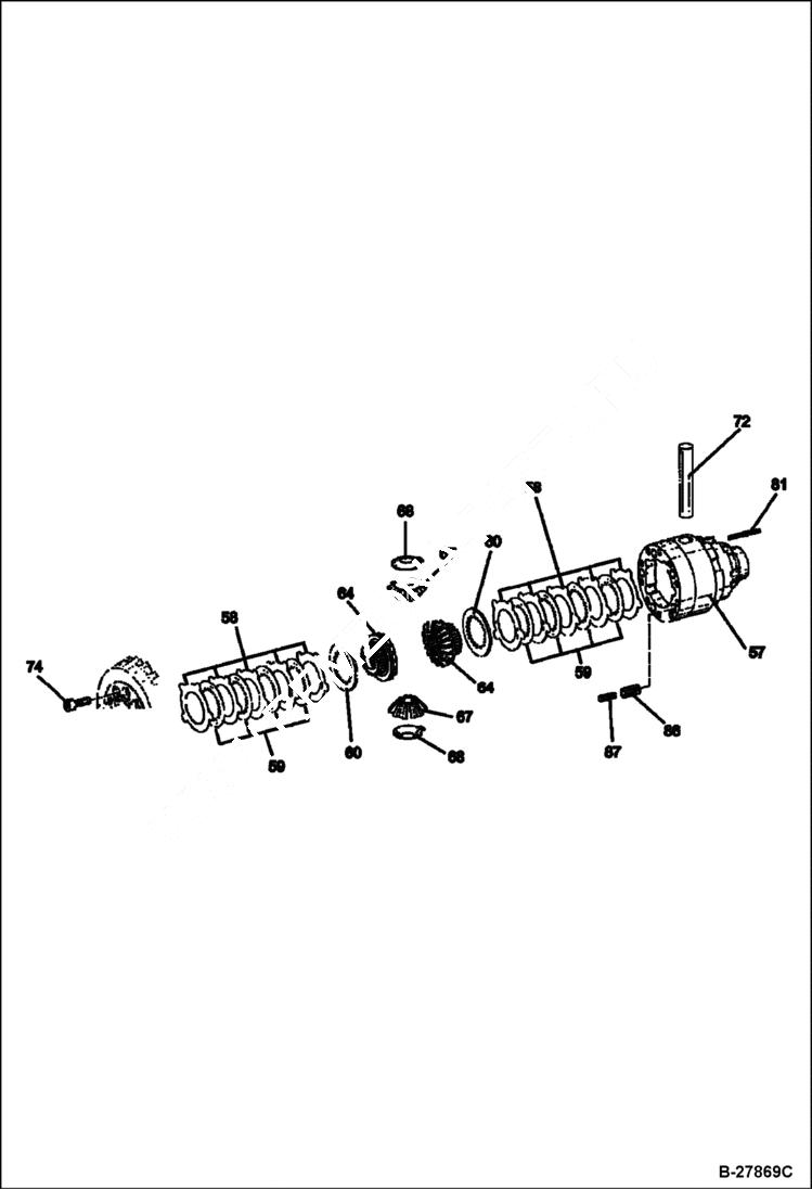 Схема запчастей Bobcat WL440 - DIFFERENTIAL GEARS (Replacement Axle - 5904661696) DRIVE TRAIN