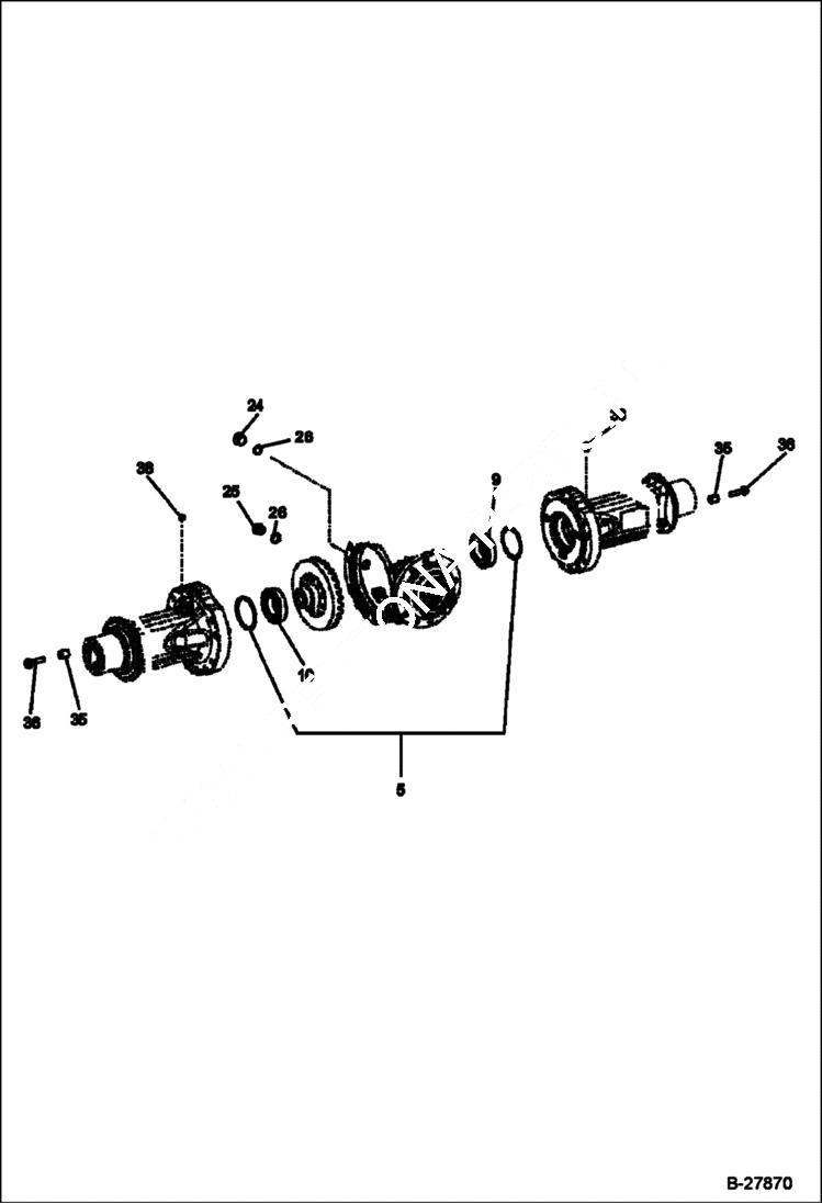 Схема запчастей Bobcat WL350 - DIFFERENTIAL BEARINGS (Replacement Axle - 5904661666) DRIVE TRAIN