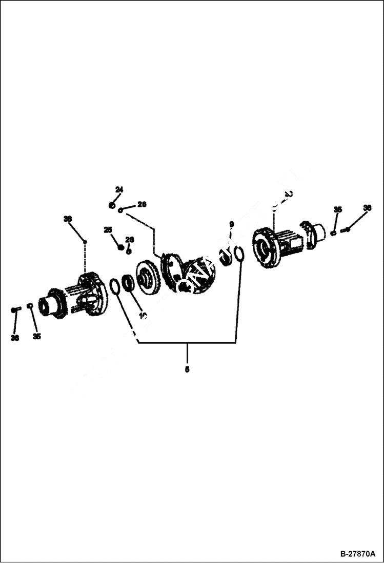 Схема запчастей Bobcat WL440 - DIFFERENTIAL BEARINGS (Replacement Axle - 5904661686) DRIVE TRAIN