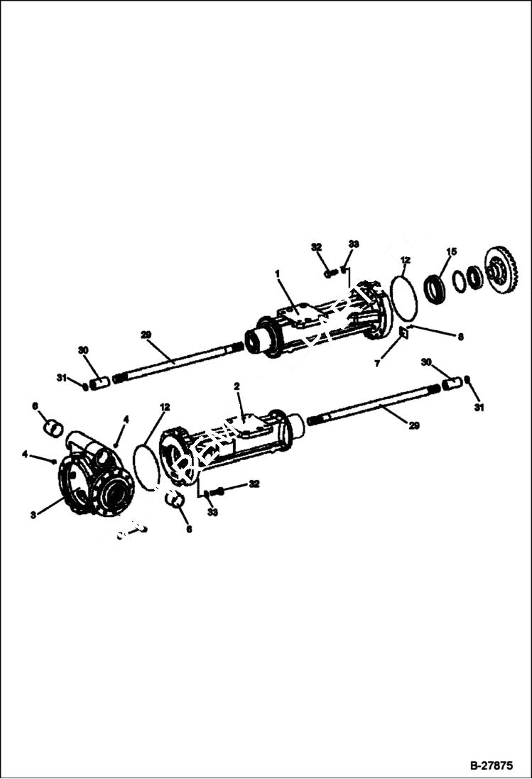 Схема запчастей Bobcat WL350 - AXLE HOUSINGS (Replacement Axle - 5904661981) DRIVE TRAIN