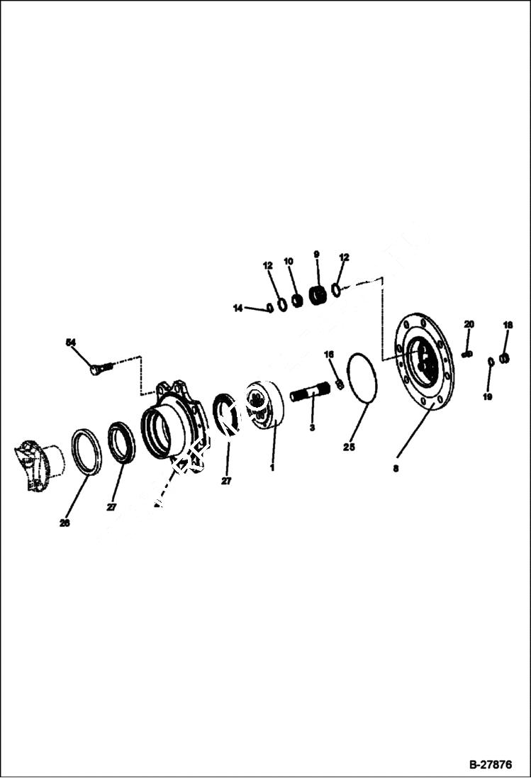 Схема запчастей Bobcat WL350 - DRIVE HUBS (Replacement Axle - 5904661666) DRIVE TRAIN