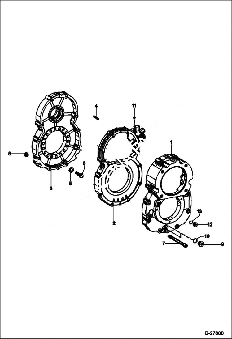 Схема запчастей Bobcat WL440 - REDUCTION GEAR HOUSING (Fast Travel) (Replacement Axle - 5904661696) DRIVE TRAIN