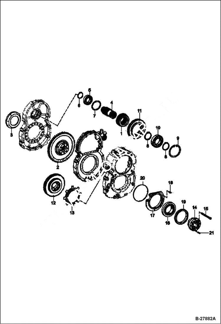 Схема запчастей Bobcat WL440 - REDUCTION GEARS (Fast Travel) (Replacement Axle - 5904661696) DRIVE TRAIN