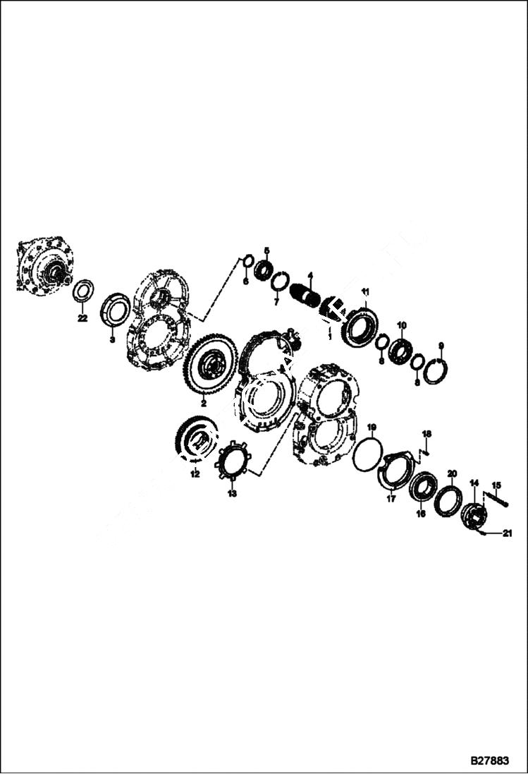 Схема запчастей Bobcat WL350 - REDUCTION GEARS (Fast Travel) (Replacement Axle - 5904661981) DRIVE TRAIN