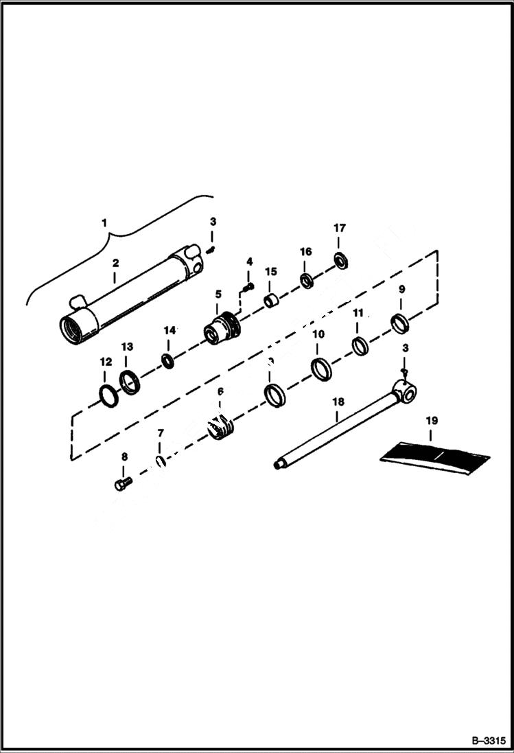 Схема запчастей Bobcat BACKHOE - BACKHOE (Boom, Bucket & Dipperstick Cylinder) (908) 908 BACKHOE