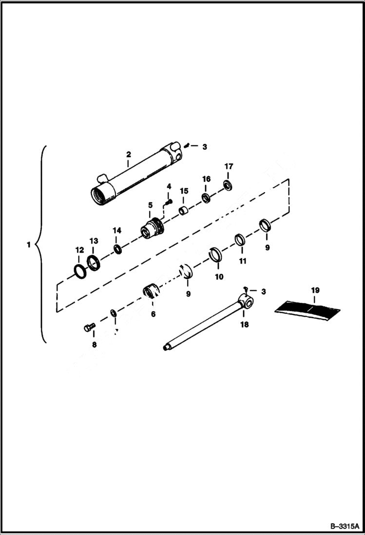 Схема запчастей Bobcat BACKHOE - BACKHOE (Boom, Bucket & Dipperstick Cylinder) (908A) (908B) 908A/908B BACKHOE