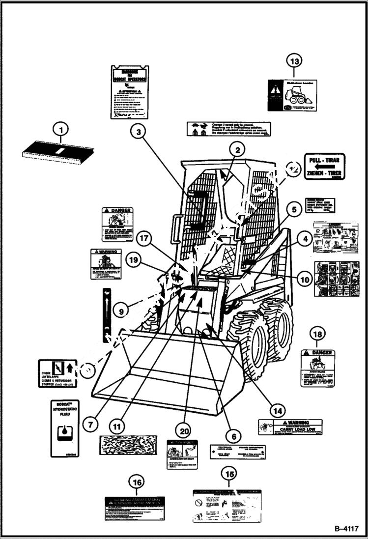 Схема запчастей Bobcat 300s - DECALS ACCESSORIES & OPTIONS