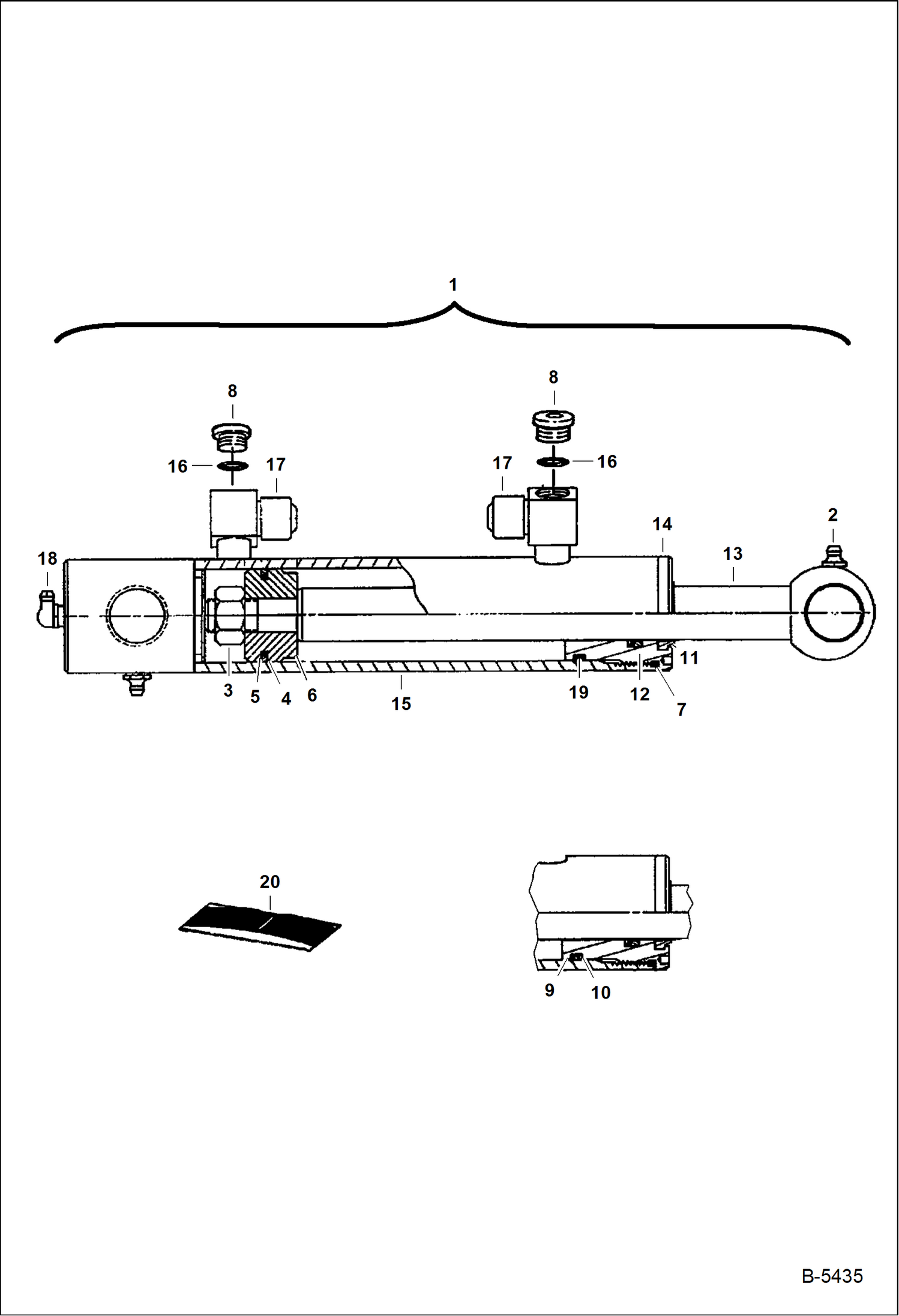 Схема запчастей Bobcat ANGLE BROOM - ANGLE BROOM (Cylinder) (68 2310, 231311101 - 11457) (84 231411101 - 11289) Loader